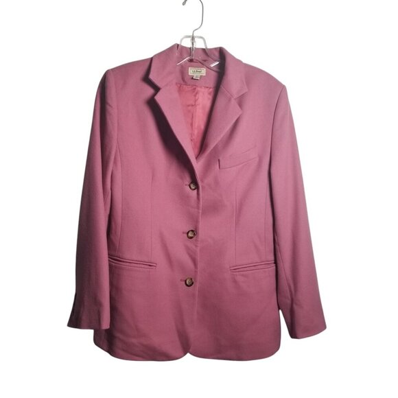 LL Bean Women's Wool/Cashmere Pink Office Career Blazer Sz 8P - Picture 1 of 7